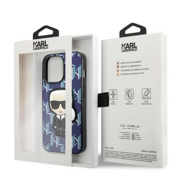 Ovitek Karl Lagerfeld Monogram Ikonik Patch za iPhone 13 Pro/13 (6,1") - moder 8