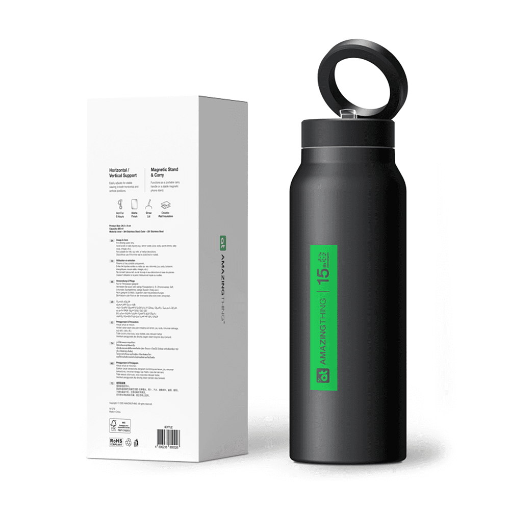 Športna steklenica AmazingThing z magnetnim stojalom, 800 ml, črna