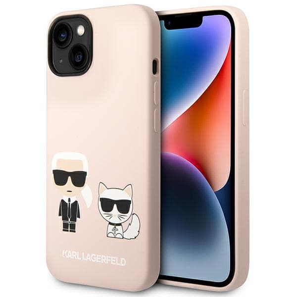 Karl Lagerfeld Silicone Karl & Choupette ovitek za iPhone 14 Plus (6.7"), svetlo roza