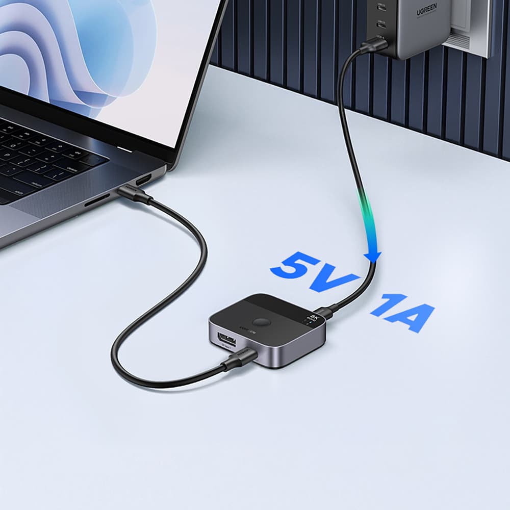 Ugreen DisplayPort/USB-C v USB-C stikalo - siva 7