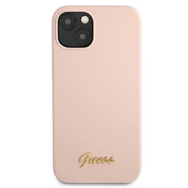 Ovitek Guess Silicone Script Gold Logo za iPhone 13 6.1" - svetlo roza 3