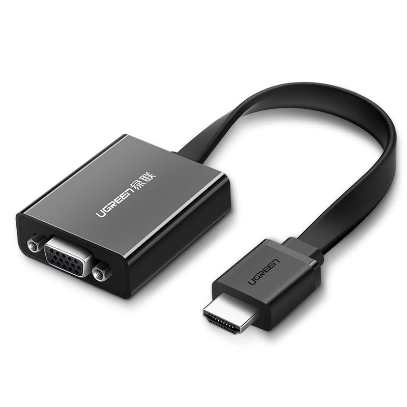 Ugreen HDMI na VGA adapter z Micro USB in avdio izhodom, črn