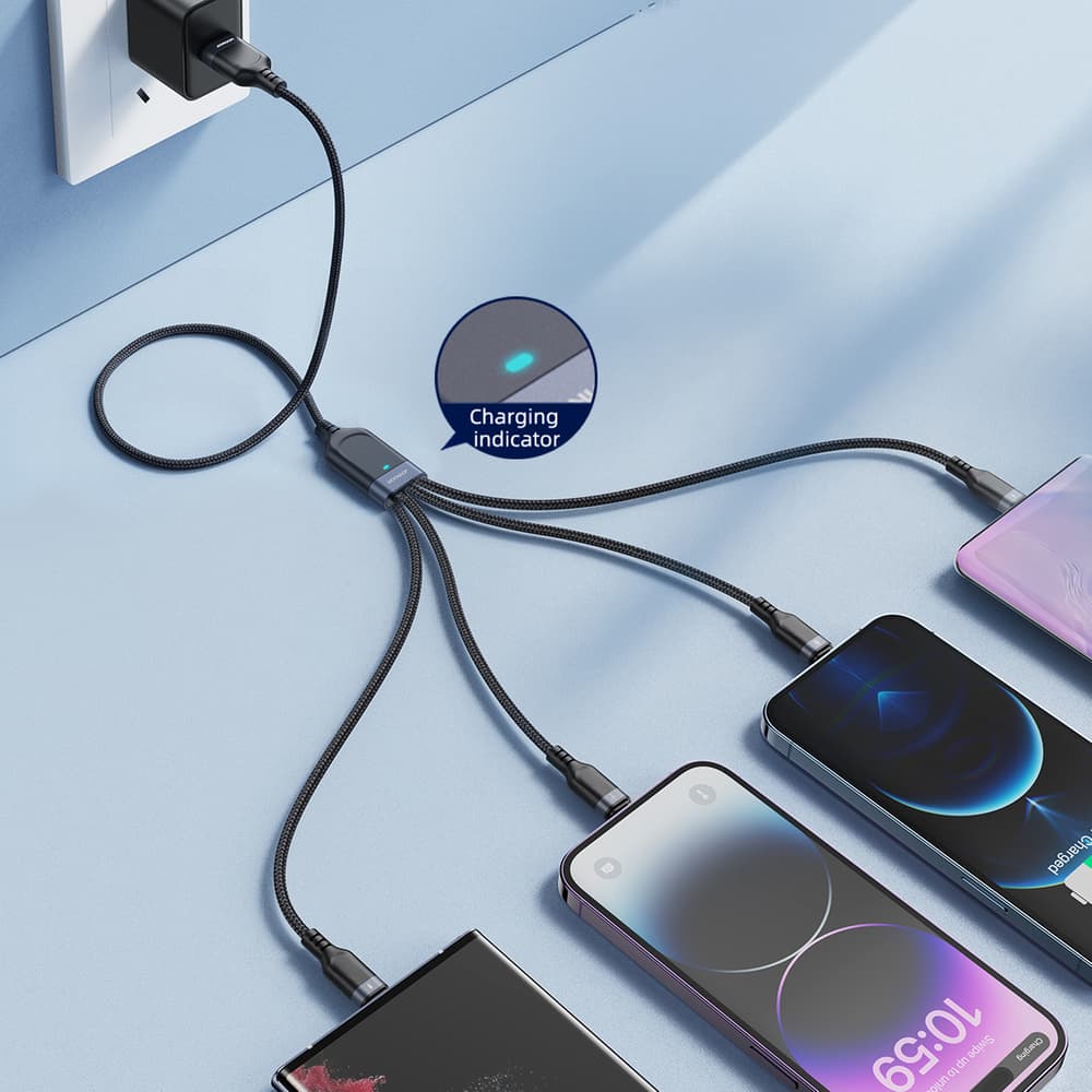 Joyroom 4v1 USB-A kabel (2x Lightning, USB-C, Micro USB) 1.2m - črn 7