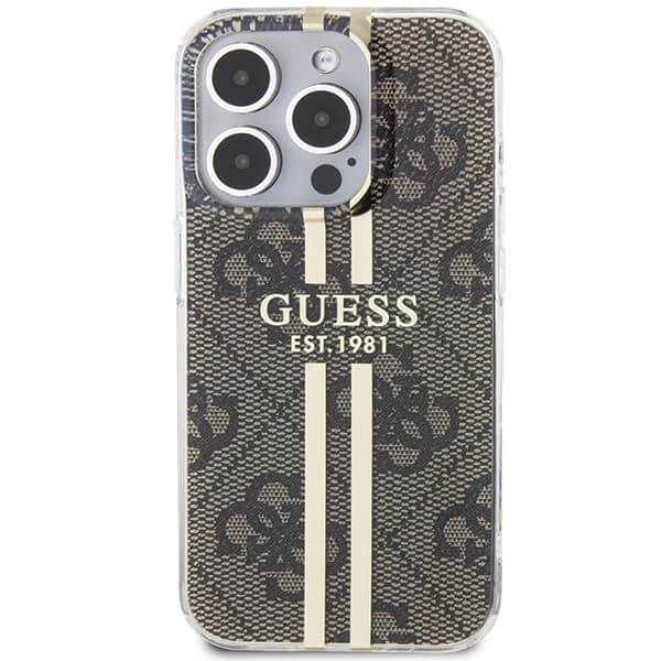 Ovitek Guess IML 4G Gold Stripe za iPhone 15 Pro - rjava 3