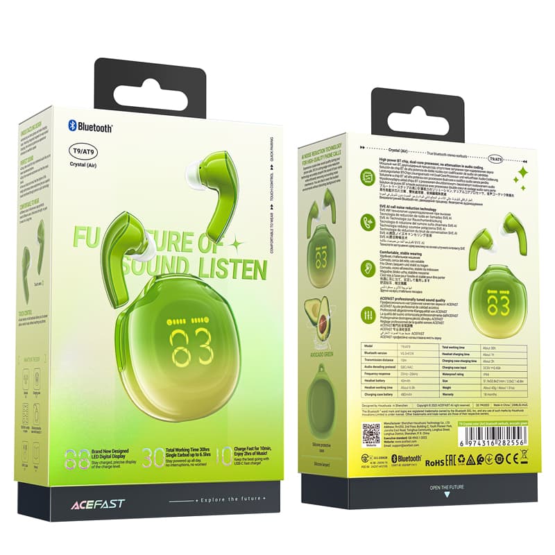Acefast T9 Bluetooth 5.3 brezžične slušalke, zelene 8