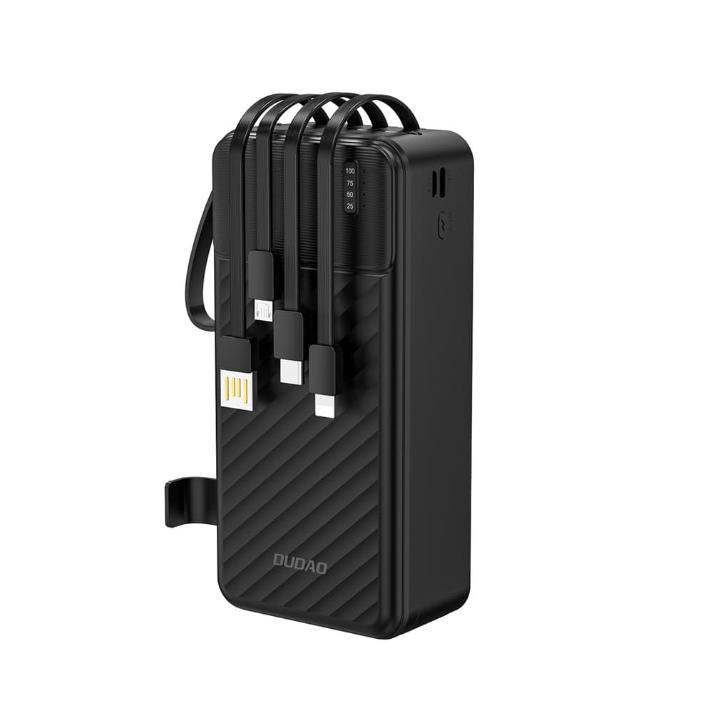 Dudao K11 Max Powerbank 30000mAh s 4 vgrajenimi kabli - črn