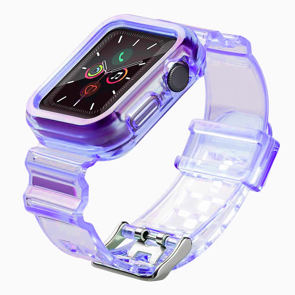 Silikonski pašček z ohišjem Strap Light za Apple Watch 38mm - vijolična