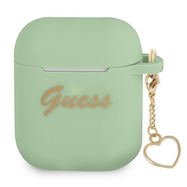 Ovitek za AirPods Guess Silicone Charm Heart, zelen