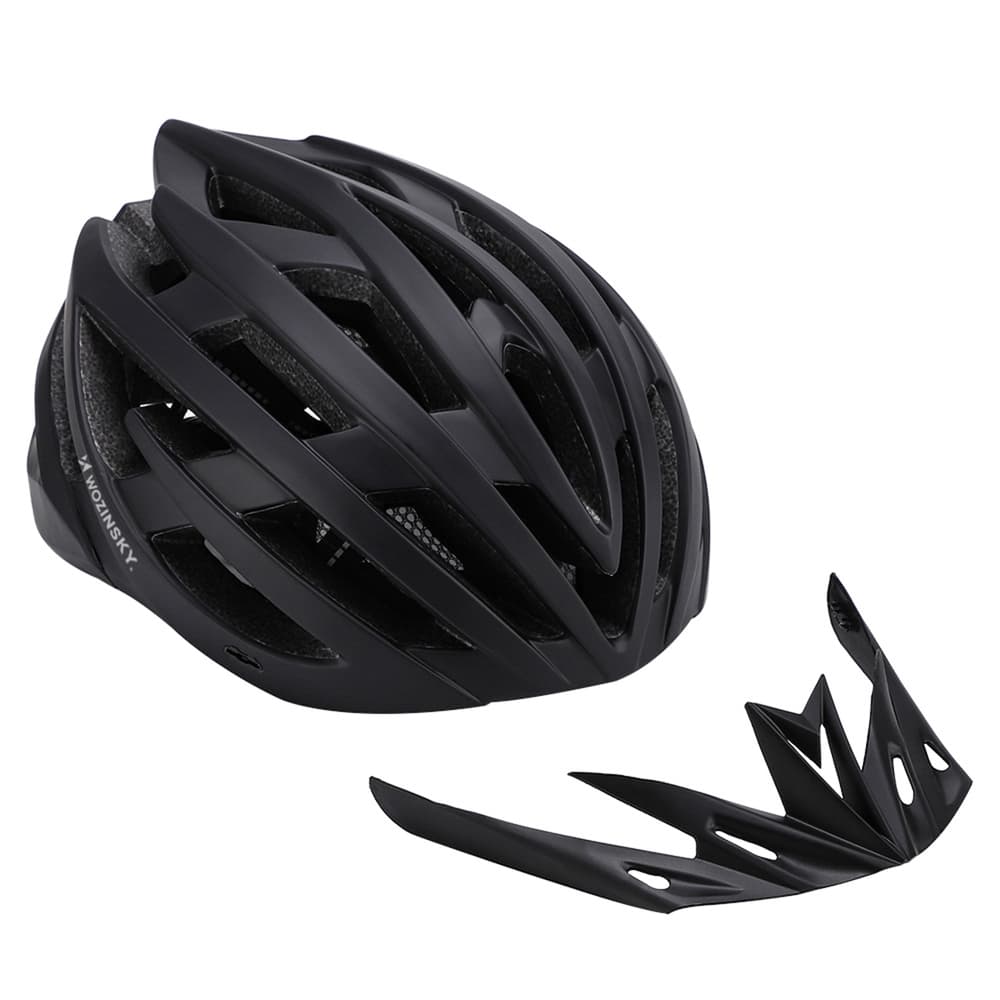 Wozinsky MTB čelada z odstranljivim vizirjem in zadnjo lučjo L - črna 6