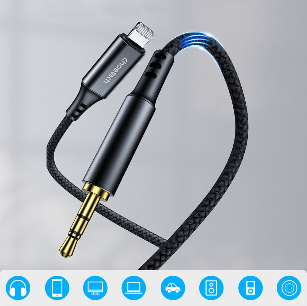 Choetech AUX009 kabel Lighting / mini jack 3.5mm, 2m - črn 2