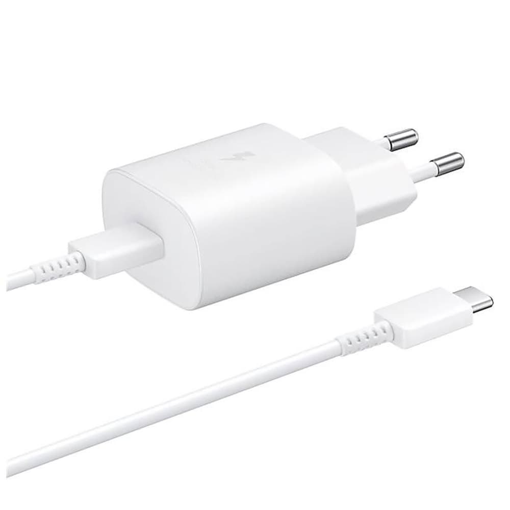 Samsung 25W EP-TA800EWE USB-C polnilnik z USB-C/USB-C kablom - bel