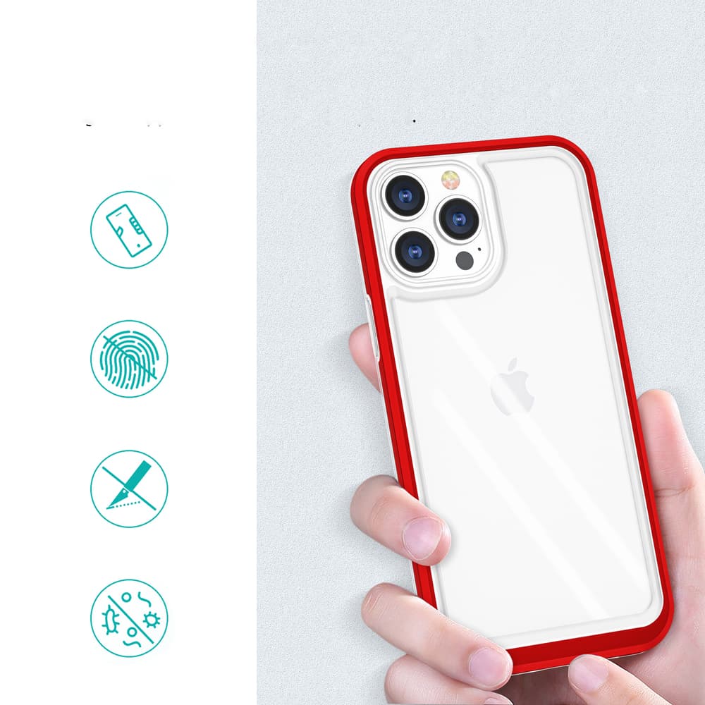 Hurtel Clear 3in1 ovitek za iPhone 13 Pro, rdeči okvir 2