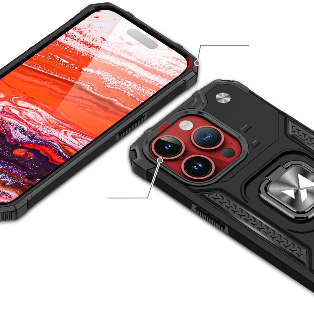 Wozinsky Ring Armor ovitek za iPhone 15 Pro Max s stojalom in obročem - zlat 2