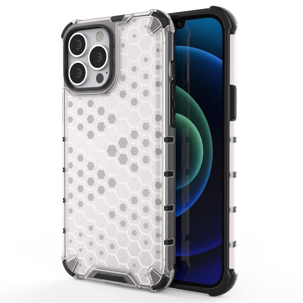 Honeycomb ovitek z TPU odbijačem za iPhone 13 Pro Max - prozoren