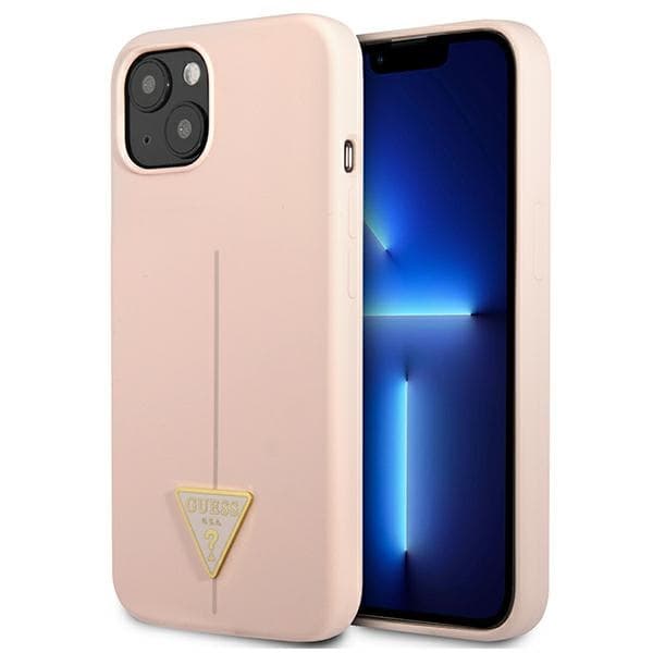 Ovitek za iPhone 13 Guess Silicone Triangle, roza