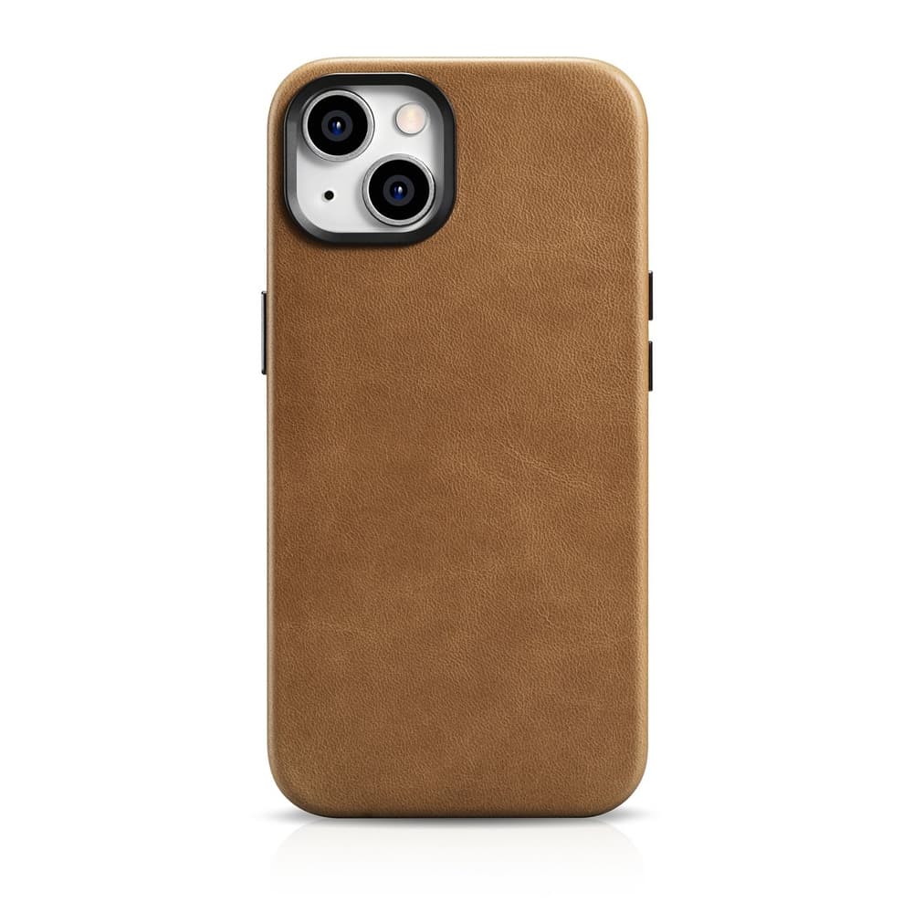iCarer Oil Wax Premium usnjen ovitek za iPhone 14 Plus, rjav (MagSafe)