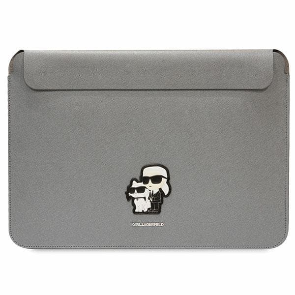 Karl Lagerfeld Saffiano ovitek za 16" prenosnik Karl&Choupette - srebrn