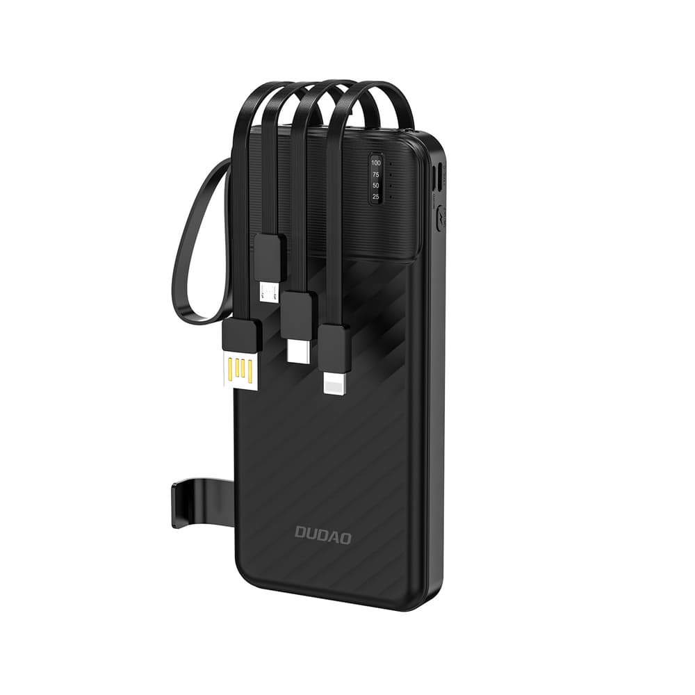 Dudao K11 Powerbank 10000mAh s 4 vgrajenimi kabli - črn