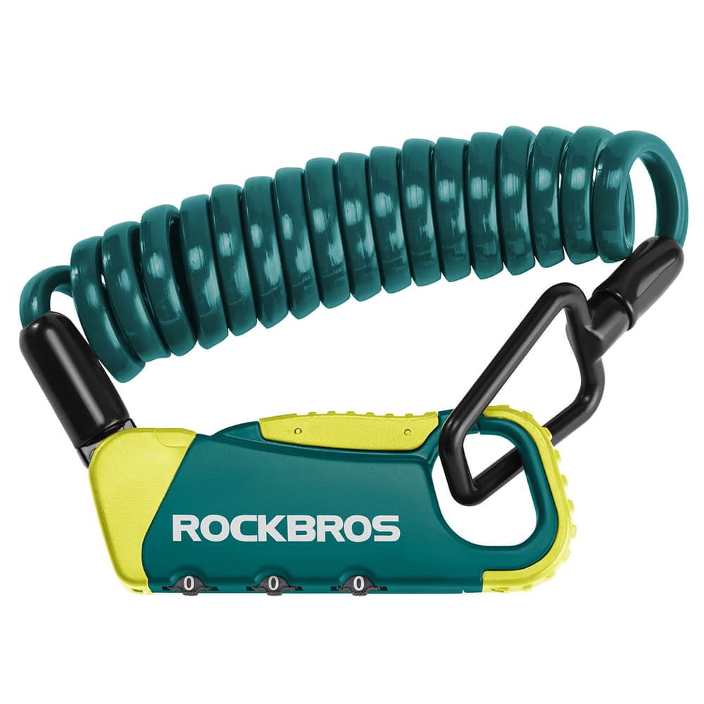 Rockbros RBK6N ključavnica na kodo za kolo, spiralna 120 cm, turkizna