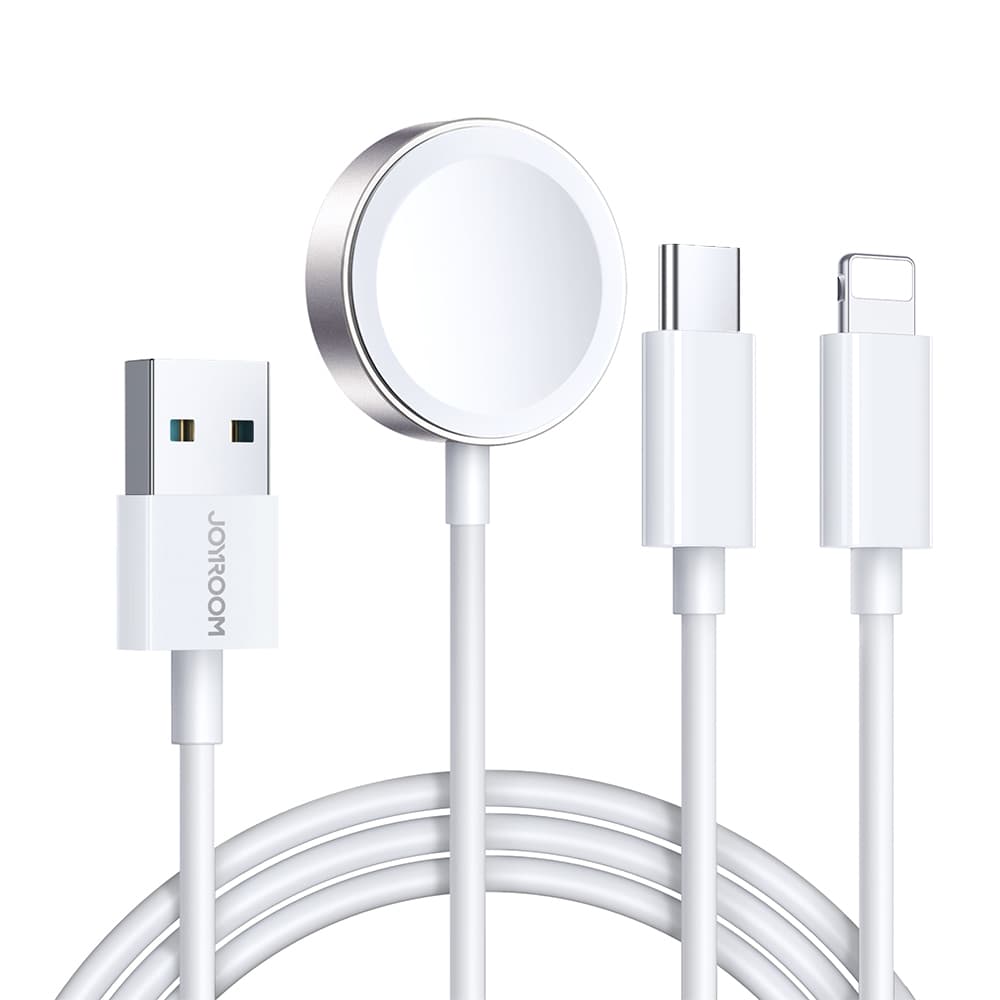 Joyroom S-IW008 3v1 magnetni polnilni kabel USB-A - Lightning/USB-C, 1.2m, bel