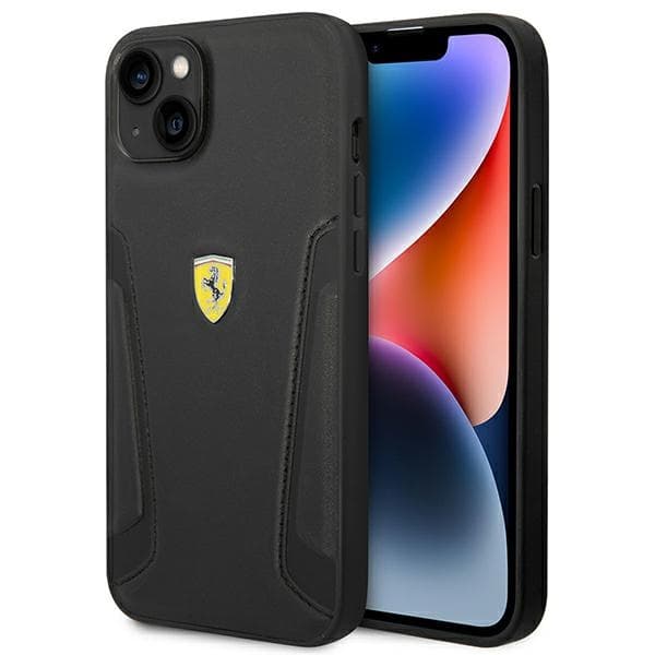 Ferrari ovitek za iPhone 14 Plus 6.7" (usnjeni, črn)