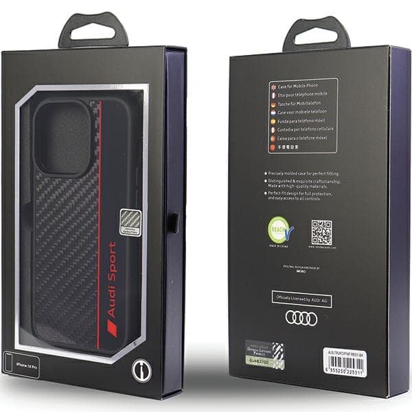 Audi ovitek Carbon Fiber Stripe za iPhone 13 Pro Max (6.7") - črn 5