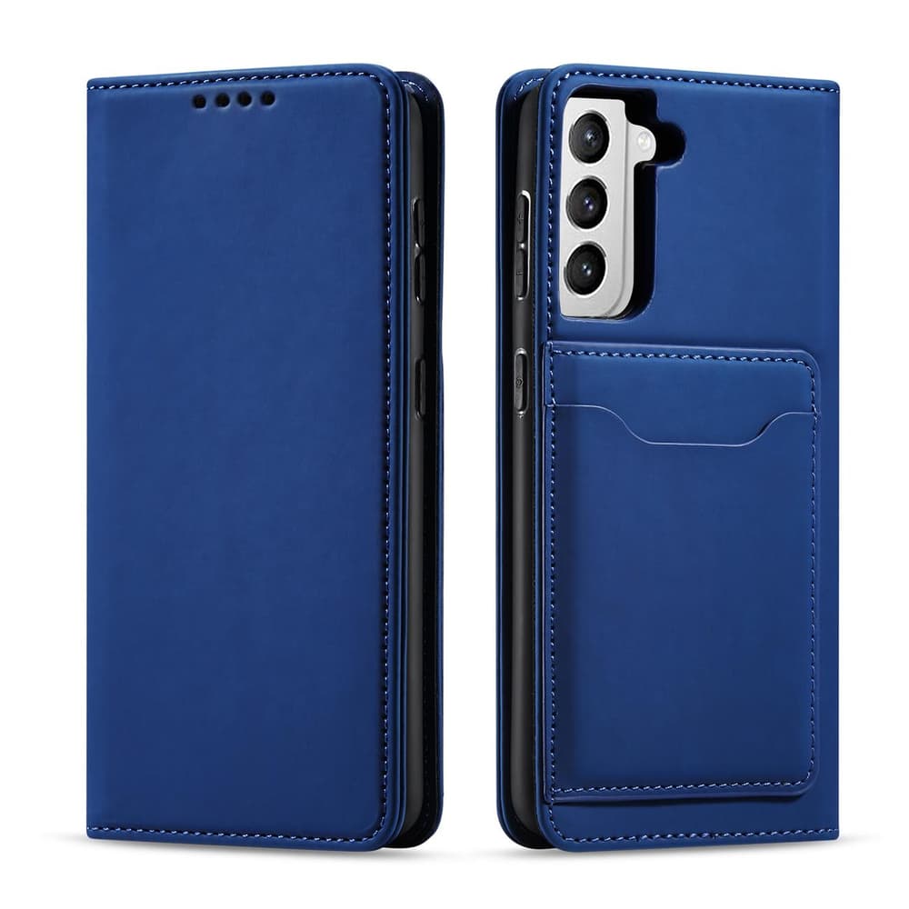 Hurtel Magnet Card ovitek za Samsung Galaxy S22+, etui, denarnica in stojalo, moder