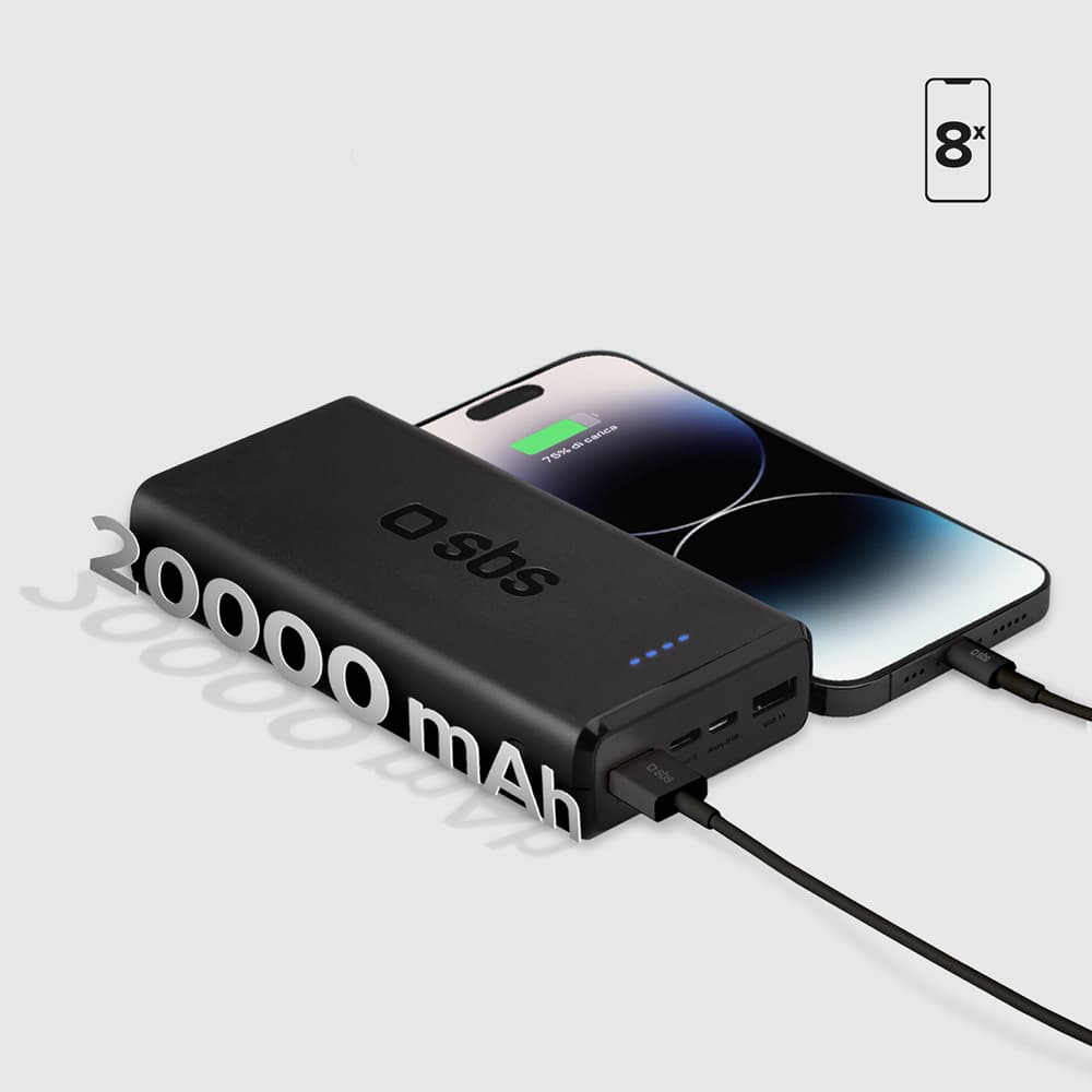 Powerbank Puro Fast 20000 mAh 2x USB-A + 1x USB-C - črn 8