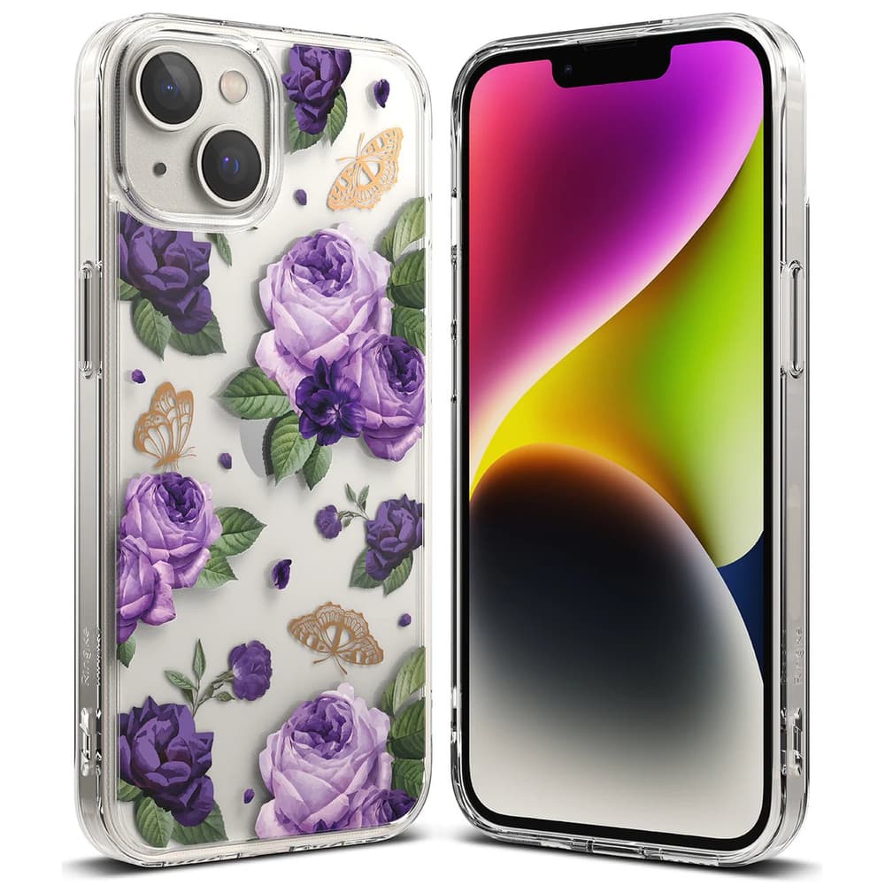 Ringke Fusion Design ovitek za iPhone 14 Plus - Prozoren (Roza cvet)