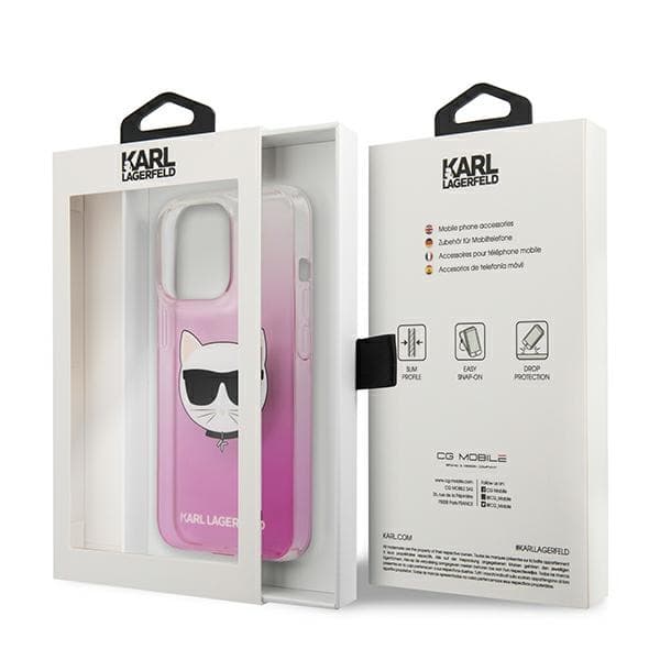 Ovitek Karl Lagerfeld Choupette Head za iPhone 13 Pro Max, roza 8