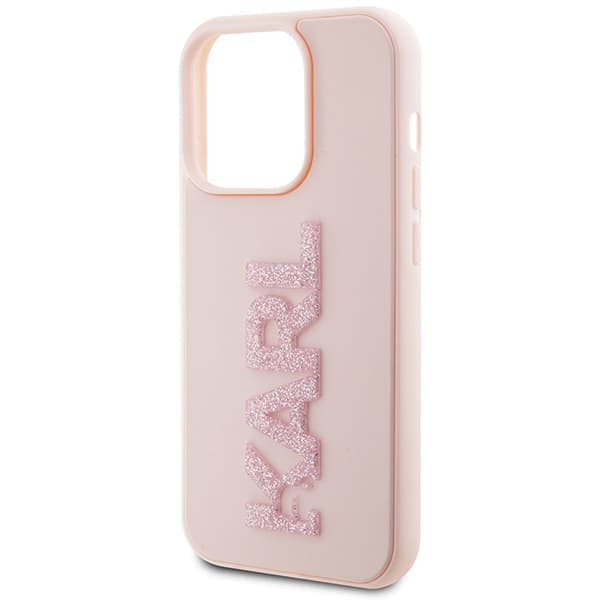 Ovitek Karl Lagerfeld 3D Rubber Glitter Logo za iPhone 15 Pro - roza 6