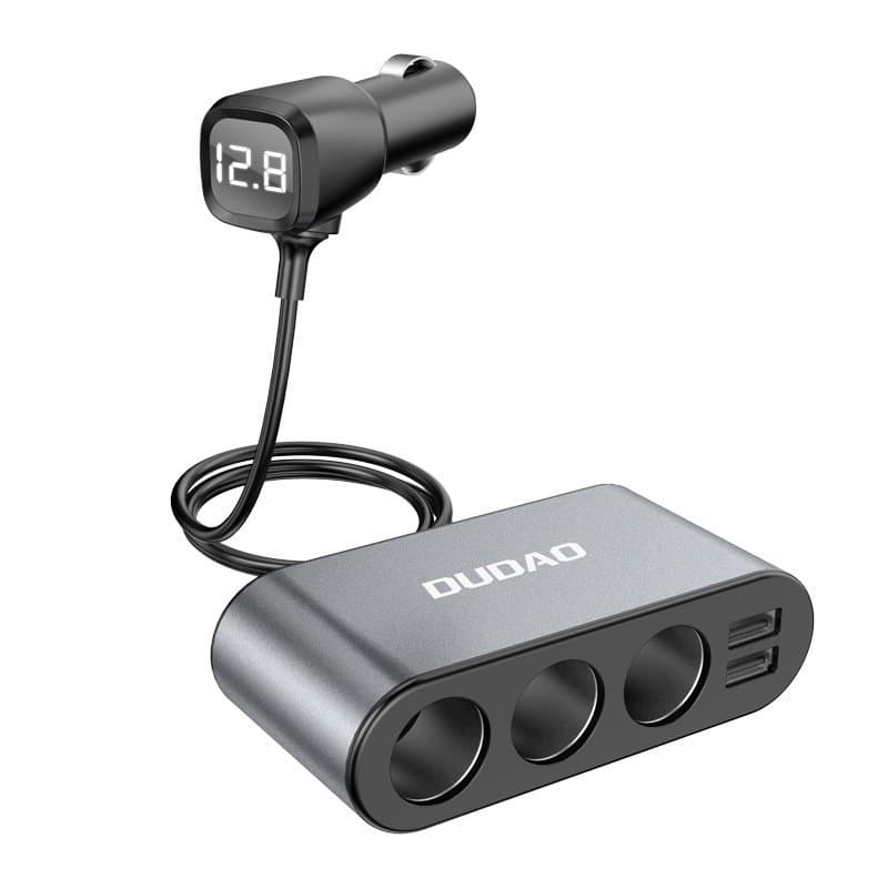 Dudao avtomobilski polnilnik 2x USB / 3x vtičnica vžigalnika (R1Pro) - črn