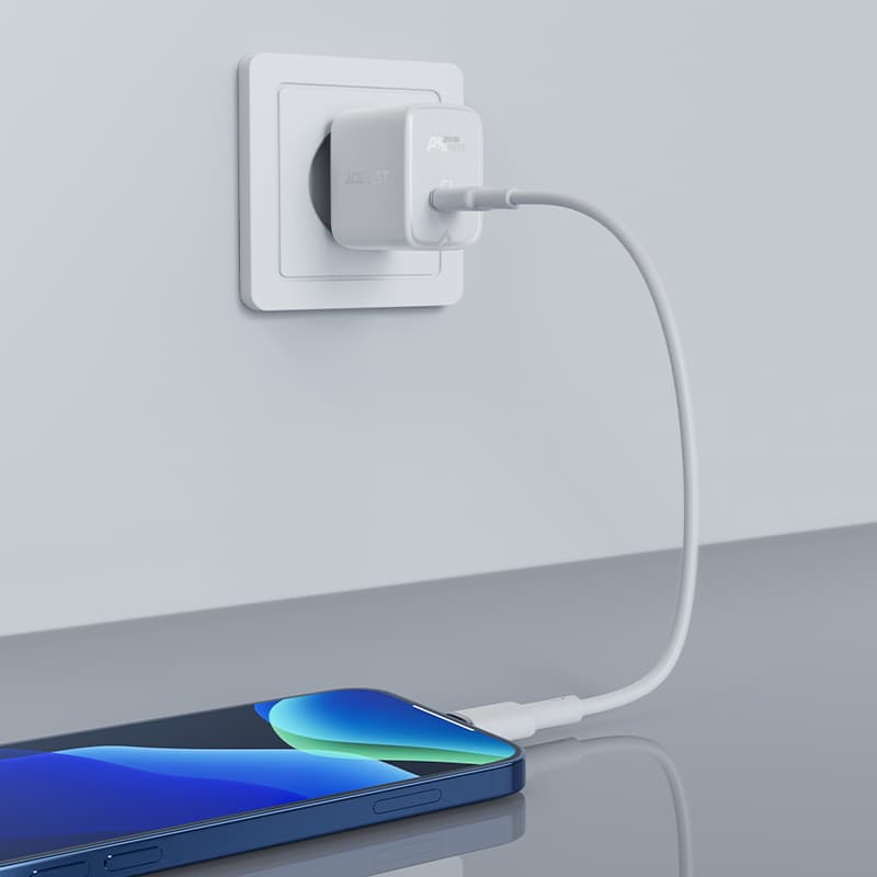 Acefast GaN stenski polnilnik USB-C 30W, PD, QC 3.0, FCP, bel (A21) 4