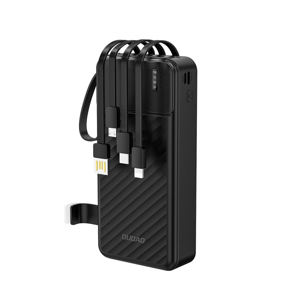 Dudao K11 Pro Powerbank 20000mAh s 4 vgrajenimi kabli - črn