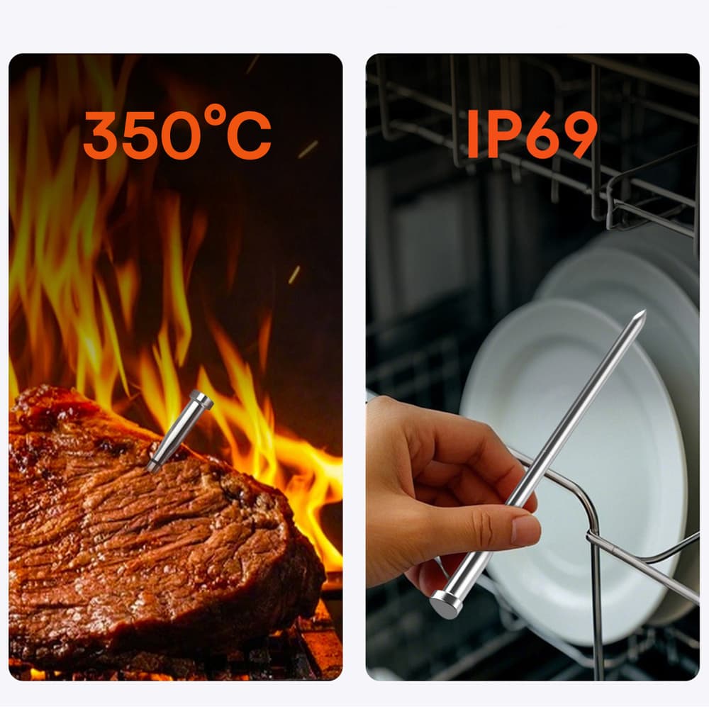 Meatmeet S Pro kuhinjski termometer z Bluetooth app, žar, pečica, smoker - siv 2