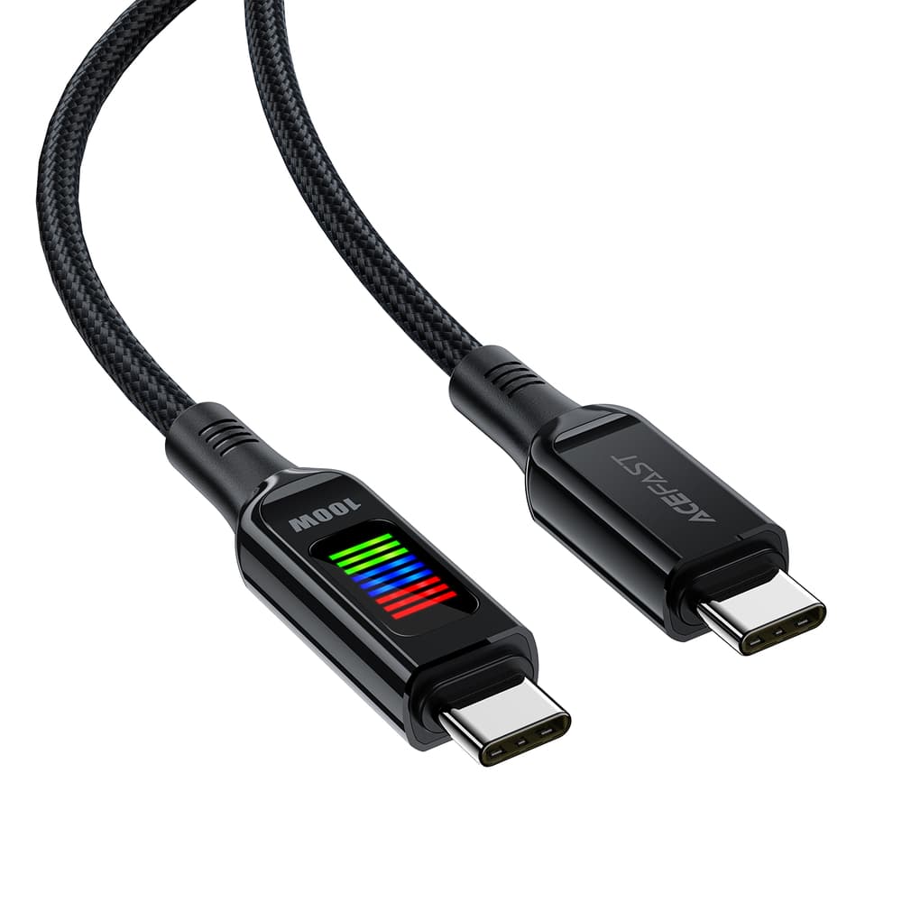 Acefast C7-03 USB-C v USB-C 100W 1.2m kabel z zaslonom, črn 3