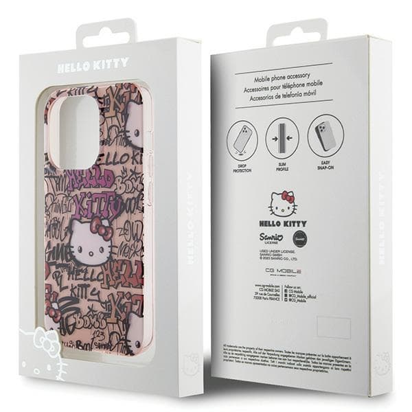 Hello Kitty ovitek IML Tags Graffiti za iPhone 14 Pro - roza 8