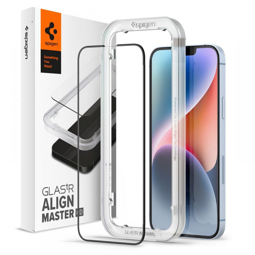 Spigen ALM Glass FC zaščitno steklo za iPhone 13 / 13 Pro / 14 - Črno