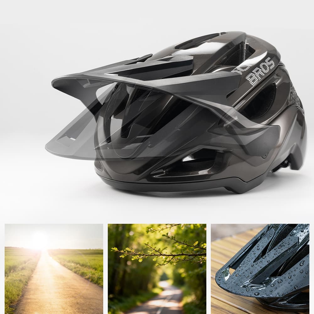 Gorska kolesarska čelada Rockbros LK-99 z vizirjem in magnetno zaponko, 58-62 cm, titan 3