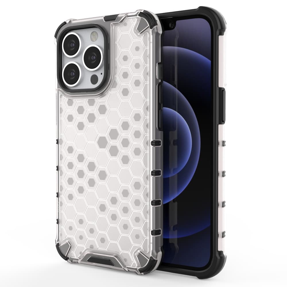 Honeycomb ovitek z TPU odbijačem za iPhone 13 Pro - prozoren