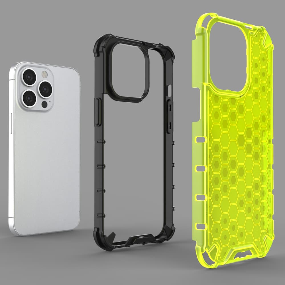 Honeycomb ovitek z TPU odbijačem za iPhone 13 Pro - rdeč 6