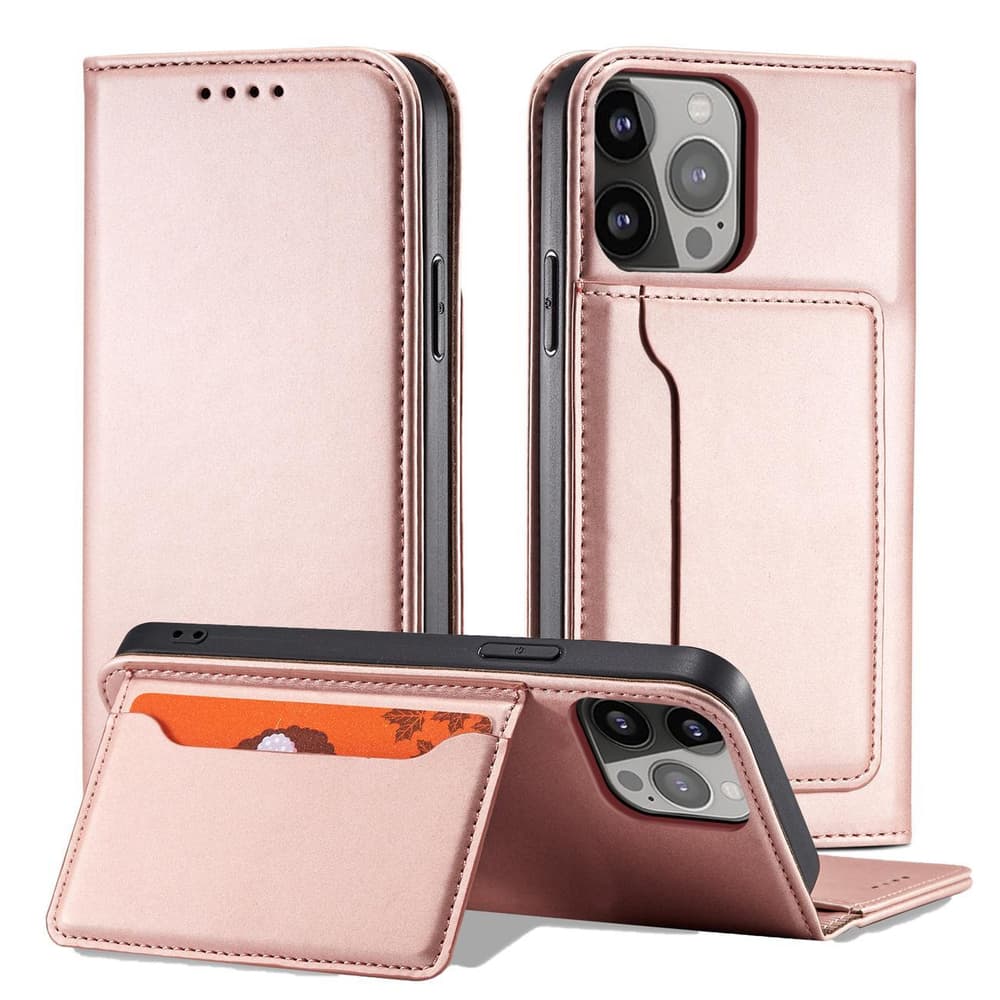 Hurtel Magnet Card etui za iPhone 13 Pro, denarnica, roza 5
