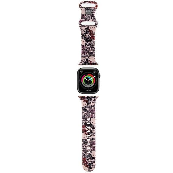 Hello Kitty trak za Apple Watch 38/40/41mm, Silicone Tags Graffiti, roza