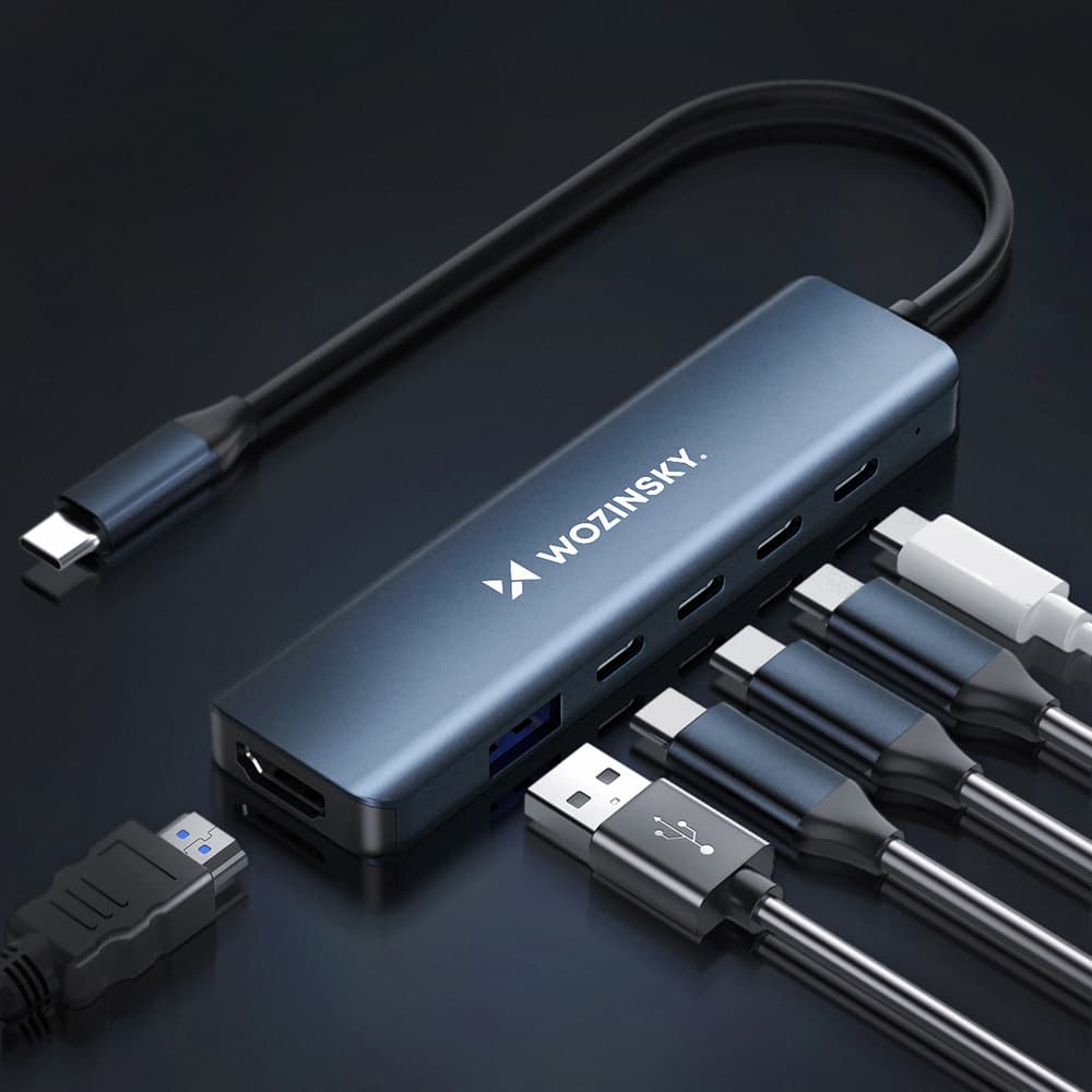 Wozinsky WHBC10Y4S USB-C 6-v-1 Hub, aluminij, 25 cm kabel - Siva 4