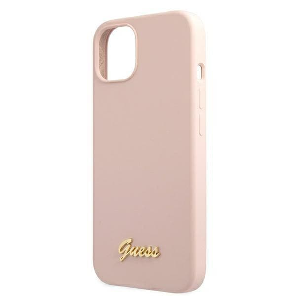 Ovitek Guess Silicone Script Gold Logo za iPhone 13 6.1" - svetlo roza 5