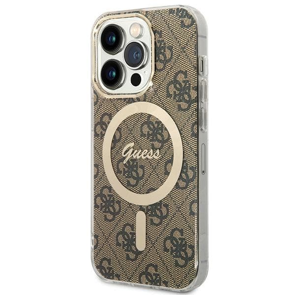 Ovitek Guess IML 4G MagSafe za iPhone 15 Pro - rjav