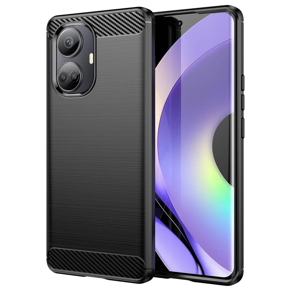 Ovitek Carbon Case za Realme 10 Pro+ - črn, fleksibilni 2