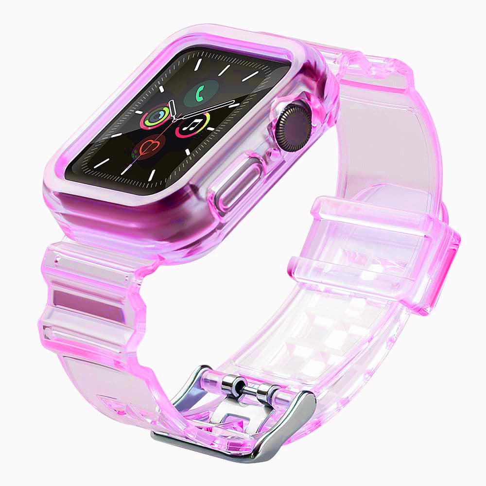 Silikonski pašček z ohišjem Strap Light za Apple Watch 44mm - rdeča
