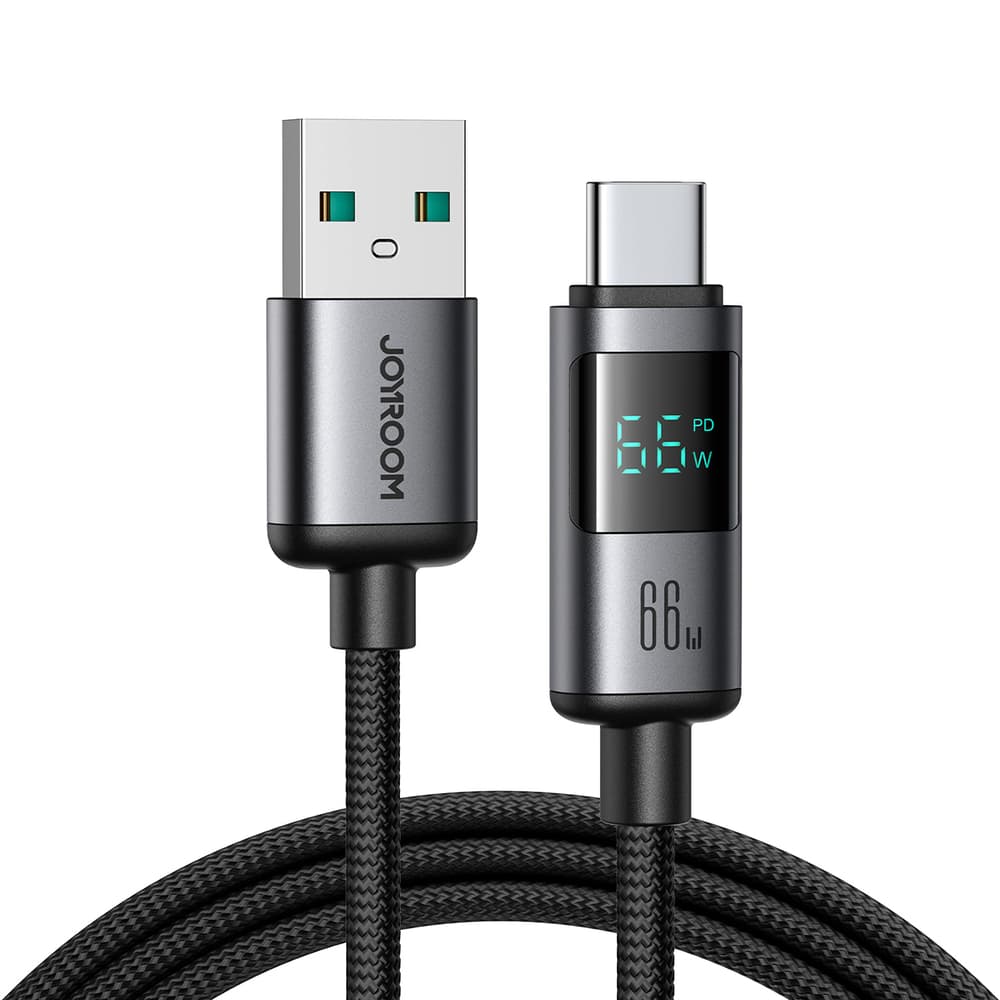 Joyroom S-A16 Pro Prism Series 66W USB-A - USB-C kabel z zaslonom 1.2m - črn