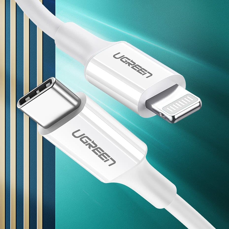 Ugreen USB-C / Lightning MFi PD kabel 20W 480Mb/s 1m, bel 3